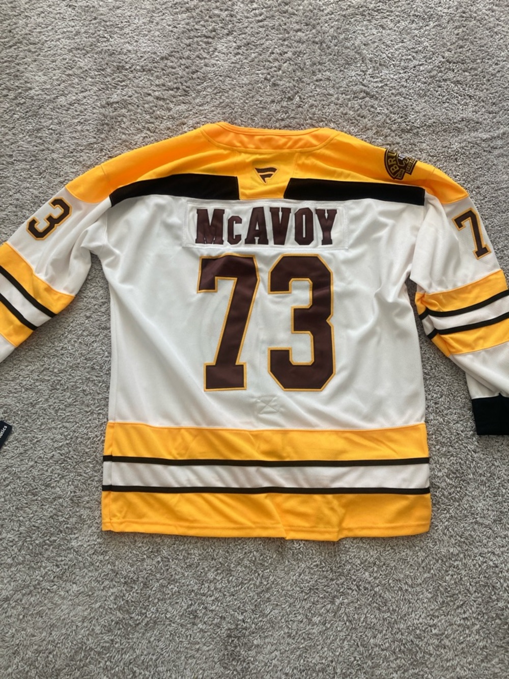 Fanatics Boston Bruins White and Gold Hockey Jersey #73 - Picture 6 of 7